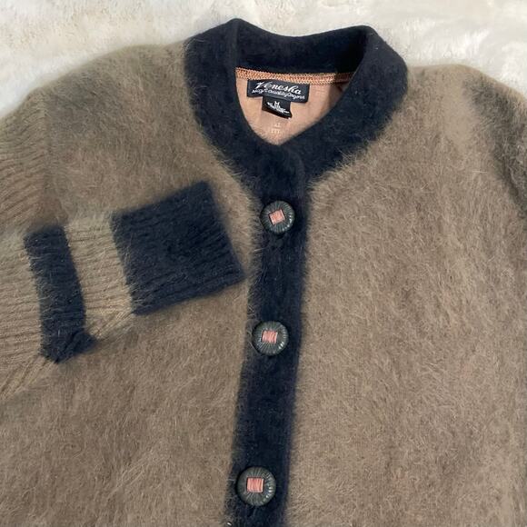 Vintage Rare Find Venesha 80% Angora Fuzzy Button Lagenlook‎ Sweater Coat Sz M - Picture 1 of 11